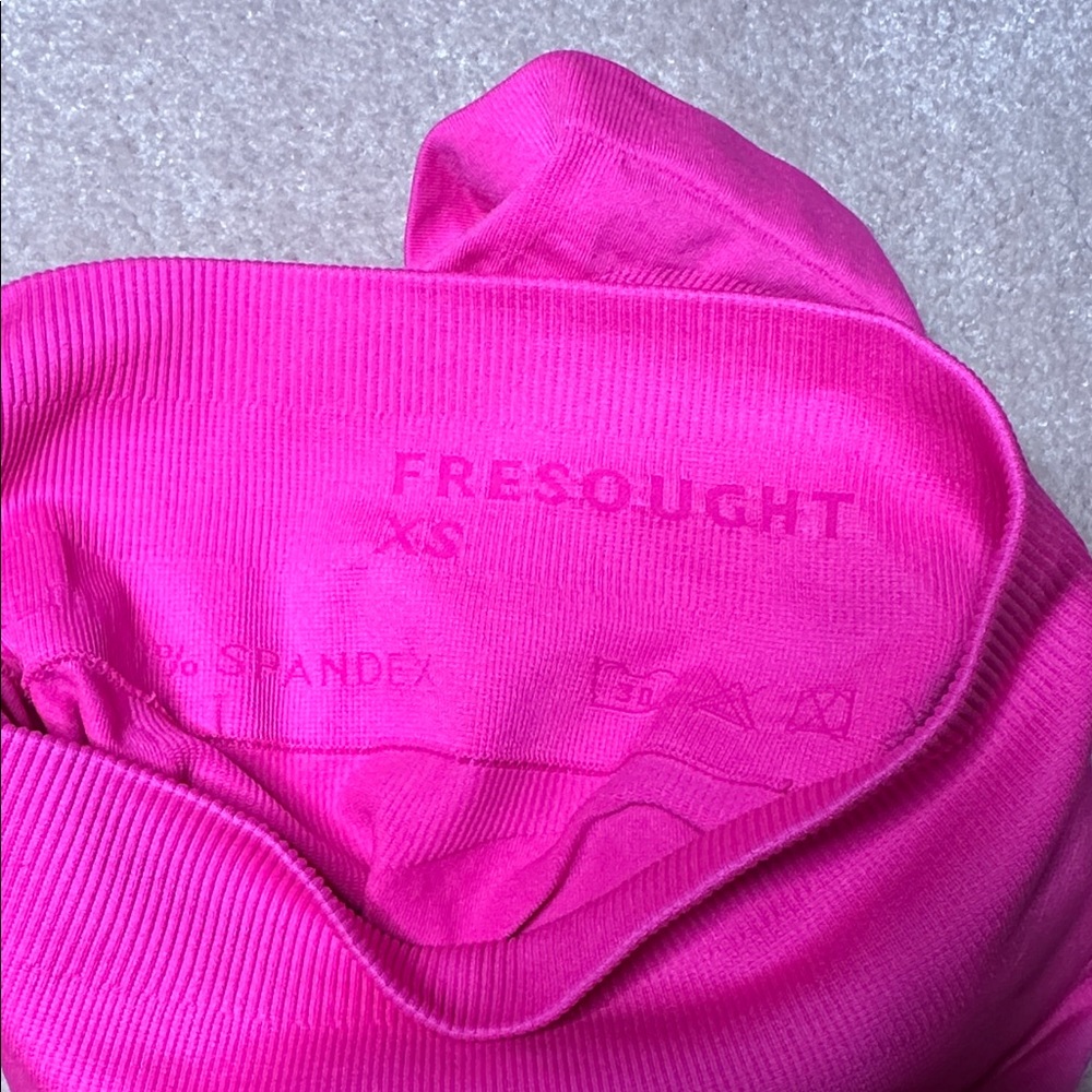 FRESOUGHT Workout GymButr Scrunch Tummy Control High Waisted Shorts Pink - Picture 8 of 8
